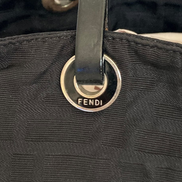 FENDI Mini Tote Bag Black on Black Zucca Canvas - Picture 6 of 16